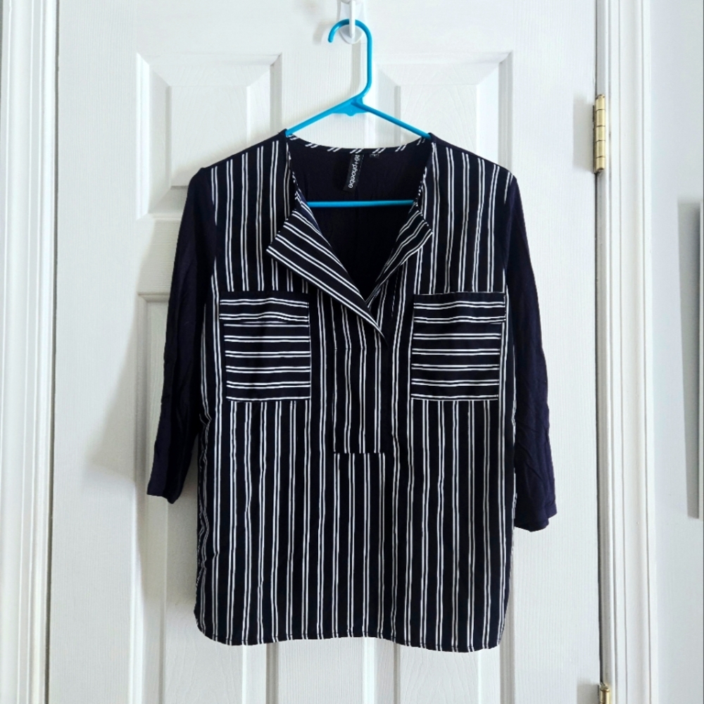 Navy and White Small Zoe + Phoebe Striped Blouse